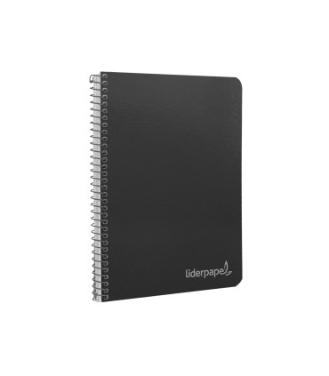 Cuaderno espiral liderpapel cuarto witty tapa dura 80h 75gr cuadro 4mm con margen color negro