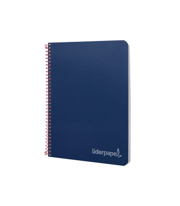 Cuaderno espiral liderpapel cuarto witty tapa dura 80h 75gr cuadro 4mm con margen color azul marino