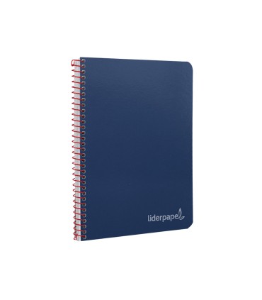 Cuaderno espiral liderpapel cuarto witty tapa dura 80h 75gr cuadro 4mm con margen color azul marino