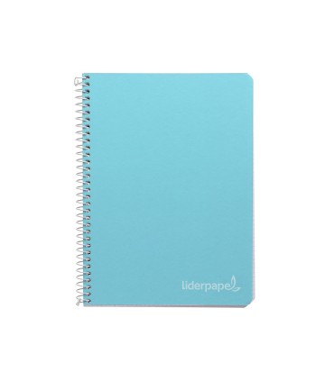 Cuaderno espiral liderpapel cuarto witty tapa dura 80h 75gr cuadro 4mm con margen color celeste