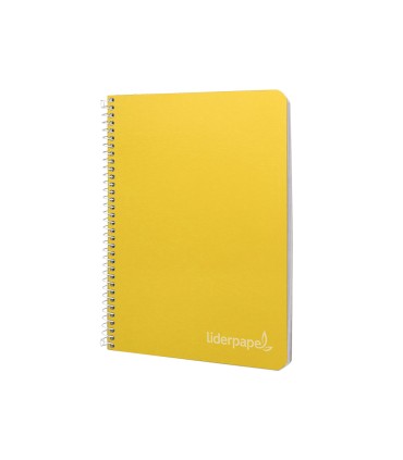 Cuaderno espiral liderpapel cuarto witty tapa dura 80h 75gr cuadro 4mm con margen color amarillo