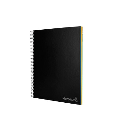 Cuaderno espiral liderpapel a4 micro jolly tapa forrada 140h 75 gr cuadro 5mm 5 bandas 4 taladros color negro