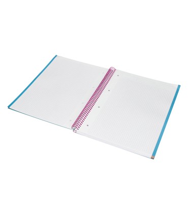 Cuaderno espiral liderpapel a4 micro jolly tapa forrada 140h 75 gr cuadro 5mm 5 bandas4 taladros color turquesa