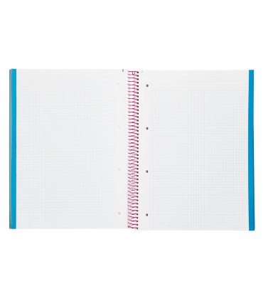 Cuaderno espiral liderpapel a4 micro jolly tapa forrada 140h 75 gr cuadro 5mm 5 bandas4 taladros color turquesa