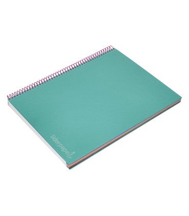 Cuaderno espiral liderpapel a4 micro jolly tapa forrada 140h 75 gr cuadro 5mm 5 bandas4 taladros color turquesa