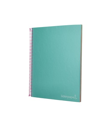 Cuaderno espiral liderpapel a4 micro jolly tapa forrada 140h 75 gr cuadro 5mm 5 bandas4 taladros color turquesa