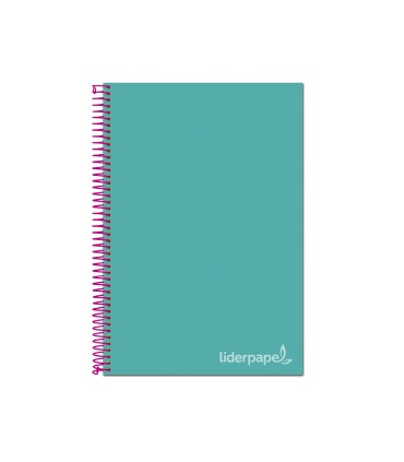 Cuaderno espiral liderpapel a4 micro jolly tapa forrada 140h 75 gr cuadro 5mm 5 bandas4 taladros color turquesa