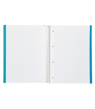 Cuaderno espiral liderpapel a4 micro jolly tapa forrada 140h 75 gr cuadro 5mm 5 bandas 4 taladros color verde