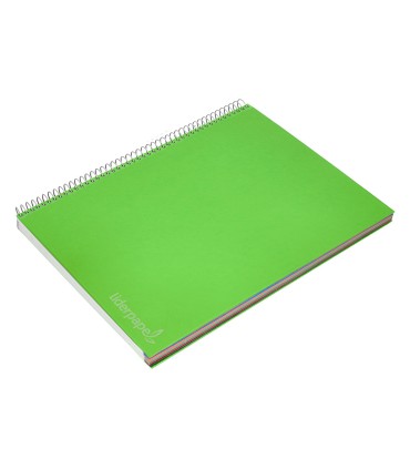 Cuaderno espiral liderpapel a4 micro jolly tapa forrada 140h 75 gr cuadro 5mm 5 bandas 4 taladros color verde