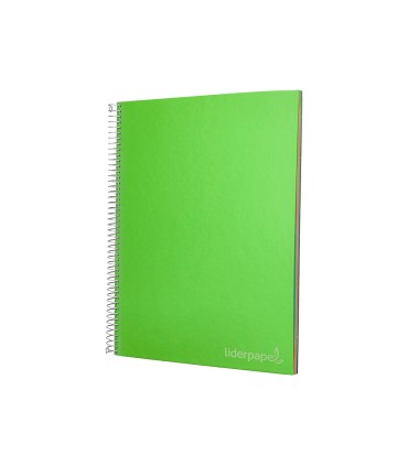 Cuaderno espiral liderpapel a4 micro jolly tapa forrada 140h 75 gr cuadro 5mm 5 bandas 4 taladros color verde