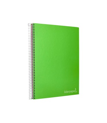 Cuaderno espiral liderpapel a4 micro jolly tapa forrada 140h 75 gr cuadro 5mm 5 bandas 4 taladros color verde