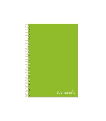 Cuaderno espiral liderpapel a4 micro jolly tapa forrada 140h 75 gr cuadro 5mm 5 bandas 4 taladros color verde