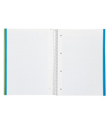 Cuaderno espiral liderpapel a4 micro jolly tapa forrada 140h 75 gr cuadro 5mm 5 bandas4 taladros color amarillo