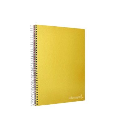 Cuaderno espiral liderpapel a4 micro jolly tapa forrada 140h 75 gr cuadro 5mm 5 bandas4 taladros color amarillo