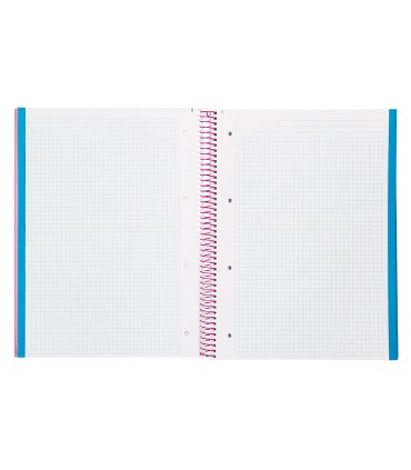 Cuaderno espiral liderpapel a4 micro jolly tapa forrada 140h 75 gr cuadro 5mm 5 bandas 4 taladros color rosa