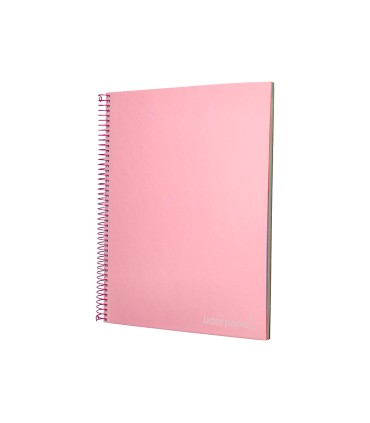 Cuaderno espiral liderpapel a4 micro jolly tapa forrada 140h 75 gr cuadro 5mm 5 bandas 4 taladros color rosa