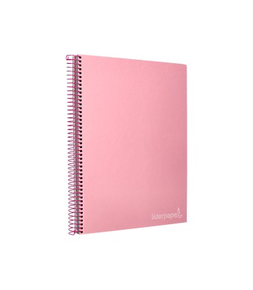 Cuaderno espiral liderpapel a4 micro jolly tapa forrada 140h 75 gr cuadro 5mm 5 bandas 4 taladros color rosa