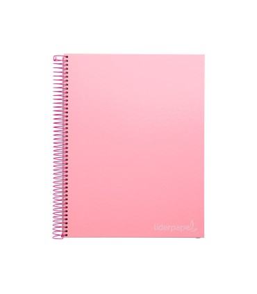 Cuaderno espiral liderpapel a4 micro jolly tapa forrada 140h 75 gr cuadro 5mm 5 bandas 4 taladros color rosa