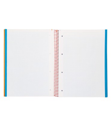 Cuaderno espiral liderpapel a4 micro jolly tapa forrada 140h 75 gr cuadro 5mm 5 bandas4 taladros color naranja