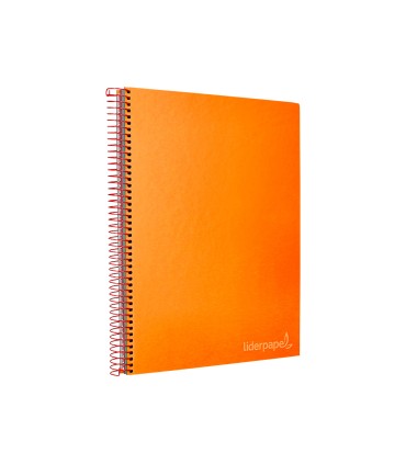 Cuaderno espiral liderpapel a4 micro jolly tapa forrada 140h 75 gr cuadro 5mm 5 bandas4 taladros color naranja