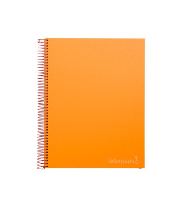 Cuaderno espiral liderpapel a4 micro jolly tapa forrada 140h 75 gr cuadro 5mm 5 bandas4 taladros color naranja