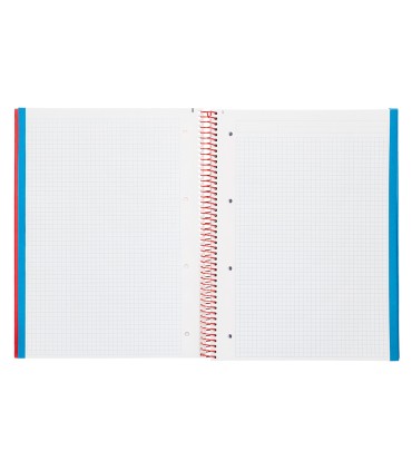 Cuaderno espiral liderpapel a4 micro jolly tapa forrada 140h 75 gr cuadro 5mm 5 bandas 4 taladros color rojo