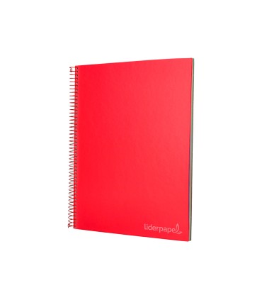 Cuaderno espiral liderpapel a4 micro jolly tapa forrada 140h 75 gr cuadro 5mm 5 bandas 4 taladros color rojo