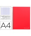 Cuaderno espiral liderpapel a4 micro jolly tapa forrada 140h 75 gr cuadro 5mm 5 bandas 4 taladros color rojo