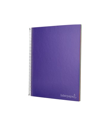 Cuaderno espiral liderpapel a4 micro jolly tapa forrada 140h 75 gr cuadro 5mm 5 bandas 4 taladros color lila