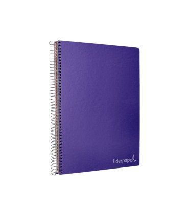 Cuaderno espiral liderpapel a4 micro jolly tapa forrada 140h 75 gr cuadro 5mm 5 bandas 4 taladros color lila