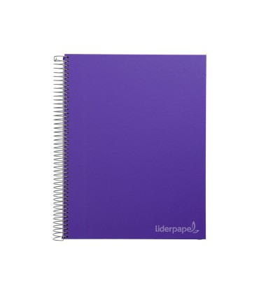 Cuaderno espiral liderpapel a4 micro jolly tapa forrada 140h 75 gr cuadro 5mm 5 bandas 4 taladros color lila