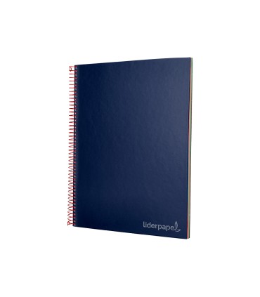 Cuaderno espiral liderpapel a4 micro jolly tapa forrada 140h 75 gr cuadro 5mm 5 bandas 4 taladros color azul