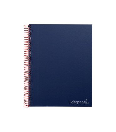 Cuaderno espiral liderpapel a4 micro jolly tapa forrada 140h 75 gr cuadro 5mm 5 bandas 4 taladros color azul