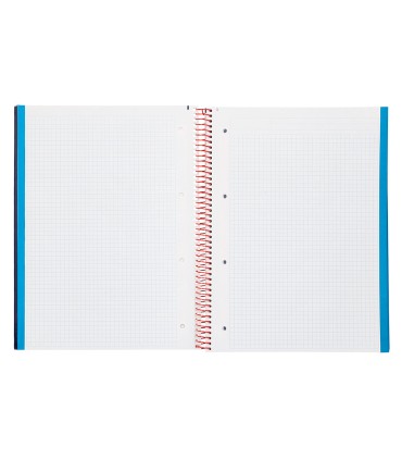 Cuaderno espiral liderpapel a4 micro jolly tapa forrada 140h 75 gr cuadro 5mm 5 bandas 4 taladros color azul