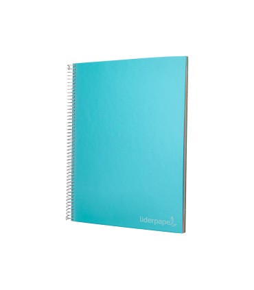 Cuaderno espiral liderpapel a4 micro jolly tapa forrada 140h 75 gr cuadro 5mm 5 bandas4 taladros color celeste