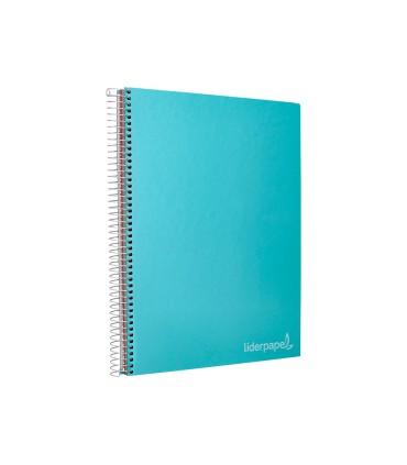 Cuaderno espiral liderpapel a4 micro jolly tapa forrada 140h 75 gr cuadro 5mm 5 bandas4 taladros color celeste