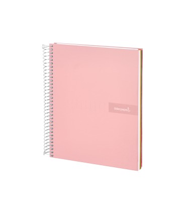 Cuaderno espiral liderpapel a5 micro crafty tapa forrada 120h 90 gr cuadro 5mm 5 bandas6 taladros color rosa