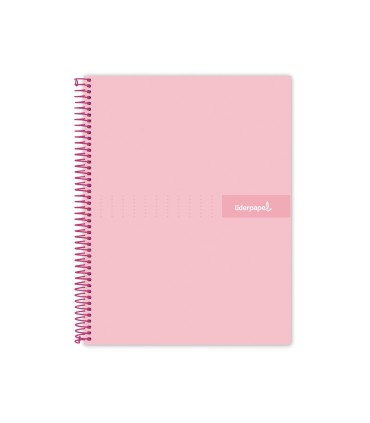 Cuaderno espiral liderpapel a5 micro crafty tapa forrada 120h 90 gr cuadro 5mm 5 bandas6 taladros color rosa