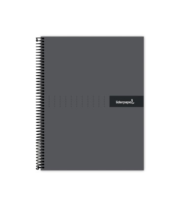 Cuaderno espiral liderpapel a5 micro crafty tapa forrada 120h 90 gr cuadro 5mm 5 bandas6 taladros color negro