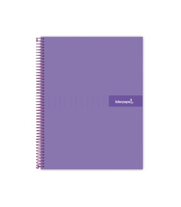 Cuaderno espiral liderpapel a5 micro crafty tapa forrada 120h 90 gr cuadro 5mm 5 bandas6 taladros color violeta