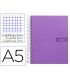 Cuaderno espiral liderpapel a5 micro crafty tapa forrada 120h 90 gr cuadro 5mm 5 bandas6 taladros color violeta