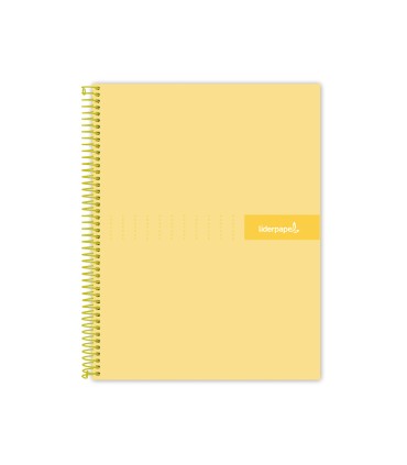 Cuaderno espiral liderpapel a5 micro crafty tapa forrada 120h 90 gr cuadro 5mm 5 bandas6 taladros color amarillo