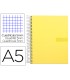 Cuaderno espiral liderpapel a5 micro crafty tapa forrada 120h 90 gr cuadro 5mm 5 bandas6 taladros color amarillo