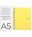 Cuaderno espiral liderpapel a5 micro crafty tapa forrada 120h 90 gr cuadro 5mm 5 bandas6 taladros color amarillo