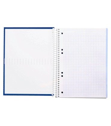 Cuaderno espiral liderpapel a5 micro crafty tapa forrada 120h 90 gr cuadro 5mm 5 bandas6 taladros color azul