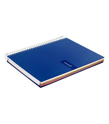 Cuaderno espiral liderpapel a5 micro crafty tapa forrada 120h 90 gr cuadro 5mm 5 bandas6 taladros color azul