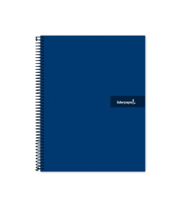 Cuaderno espiral liderpapel a5 micro crafty tapa forrada 120h 90 gr cuadro 5mm 5 bandas6 taladros color azul