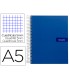 Cuaderno espiral liderpapel a5 micro crafty tapa forrada 120h 90 gr cuadro 5mm 5 bandas6 taladros color azul