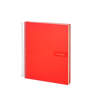 Cuaderno espiral liderpapel a5 micro crafty tapa forrada 120h 90 gr cuadro 5mm 5 bandas6 taladros color rojo