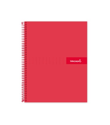 Cuaderno espiral liderpapel a5 micro crafty tapa forrada 120h 90 gr cuadro 5mm 5 bandas6 taladros color rojo